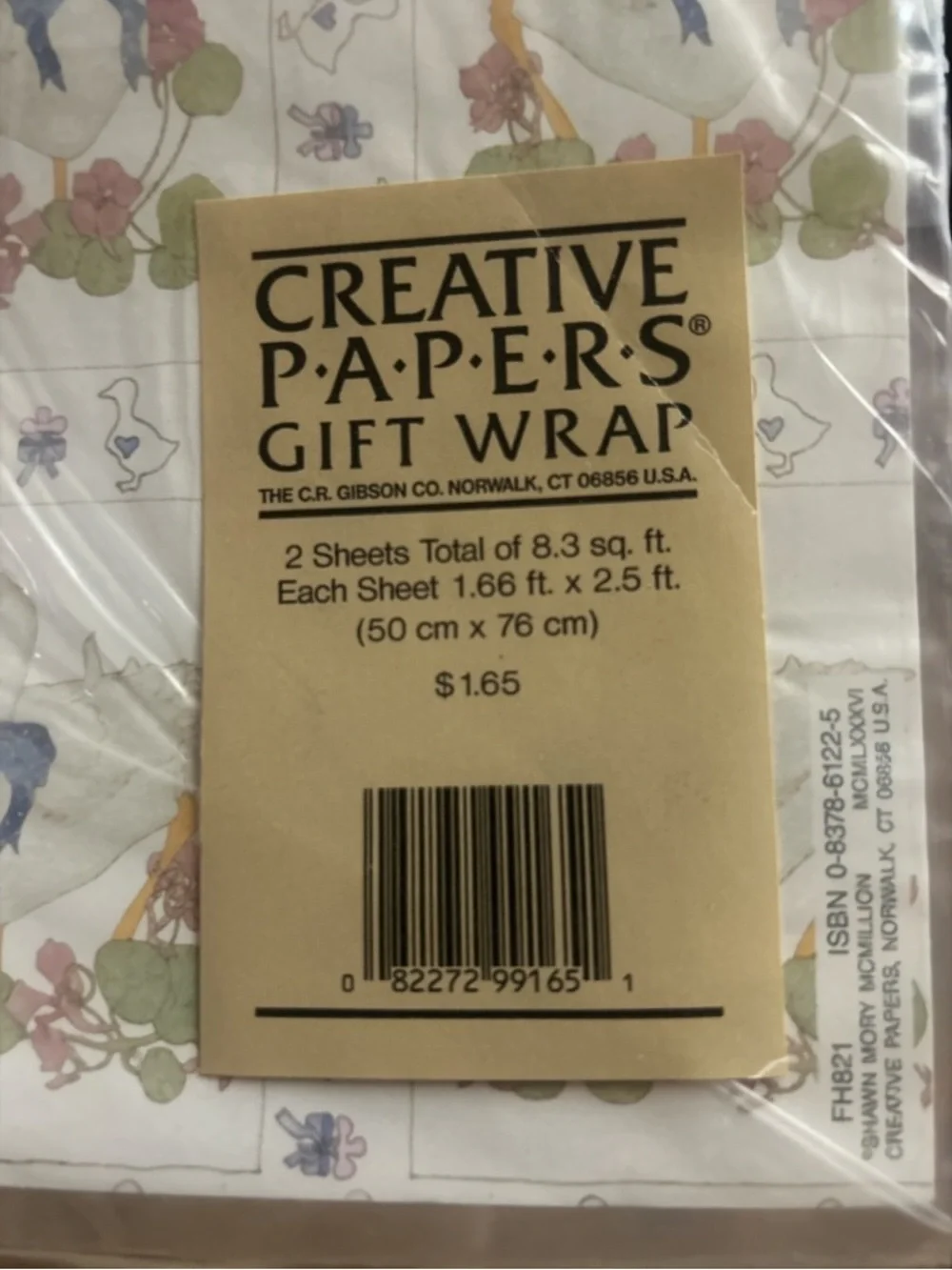Vtg Creative Papers Goose Gift Wrap Sealed Cottage Farmhouse Country Decor 1986